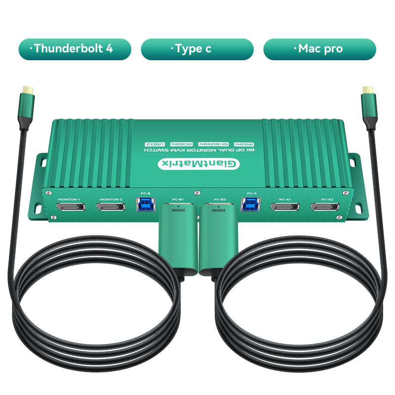 Thunderbolt 4 kvm Switch 144hz mac kvm Switch 144hz Thunderbolt kvm Switch 144hz Type c kvm Switch 144hz kvm Switch Type c 1440P 120Hz 144Hz Type-c to dp1.4 kvm Switch Cable Daoistek