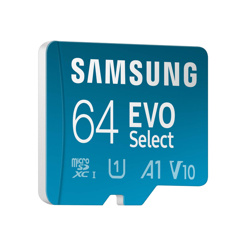 SAMSUNG EVO Select MicroSD Memory Card + Adapter, 64GB microSDXC, Speeds Up to 160 MB/s, UHS-I, C10, U1, V10, A1, Upgrade Storage for Phones, Tablets, Nintendo-Switch, MB-ME64SA/AM New Generation - up to 160 MB/s