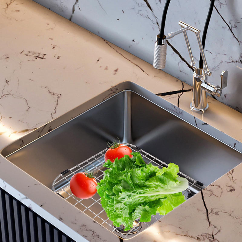 2pcs Sink Protectors Stainless Steel Sink Bottom Grid for Kitchen 14 x 12 inch, Heavy Duty Kitchen Grid Sinks Bottom Protector Center Drain Hole(2 Pack, 14"×12")
