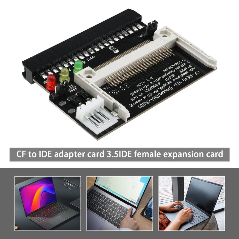 2pcs CF to IDE Adapter Card 40 Pin Compact Flash CF Card 40 Pin IDE Hard Drive Converter Card IDE Female Expansion Card for Notebooks Industrial Devices