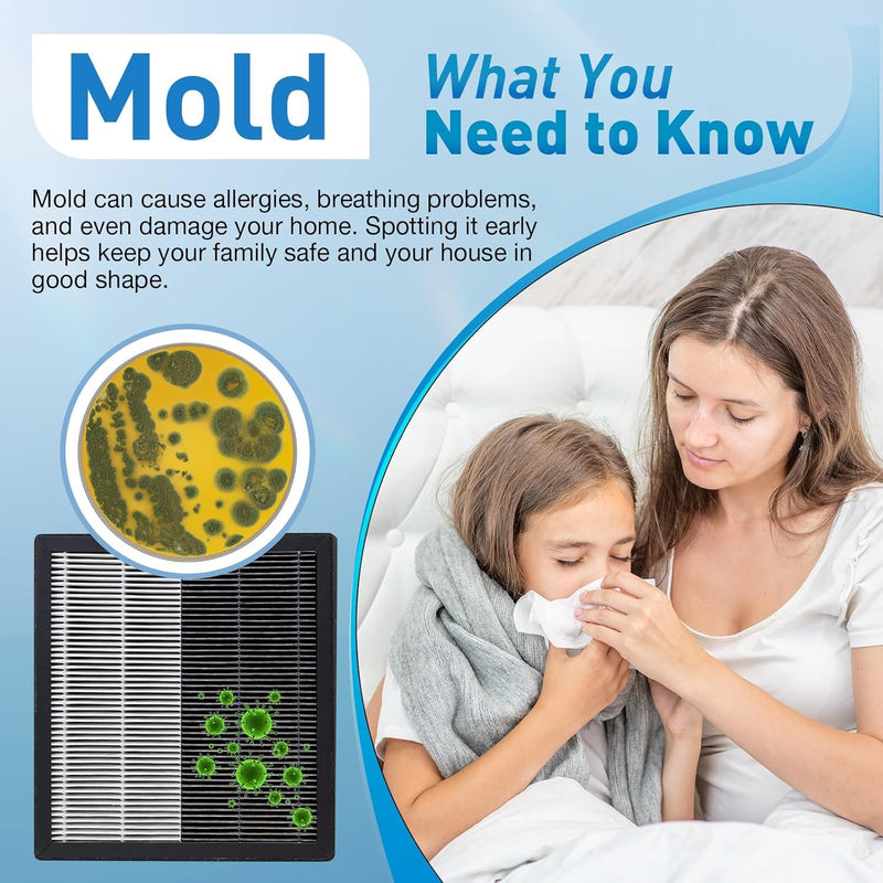 Mold Test Kit for Home - 8 Simple Detection Tests for Surface Mold, HVAC System & Indoor Air Quality - DIY Black Mold Detector with Mold Identification Guide, Fast & Reliable Results