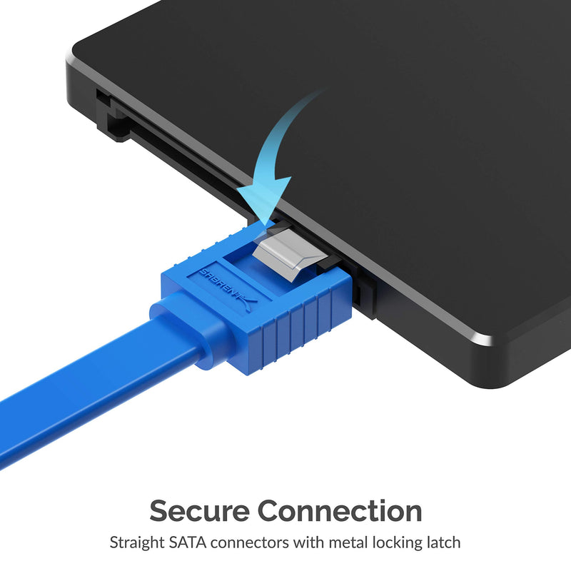 SABRENT SATA III (6 Gbit/s) Straight Data Cable with Locking Latch for HDD/SSD/CD and DVD drives (3 Pack 20 Inch) in Blue (CB-SFB3)