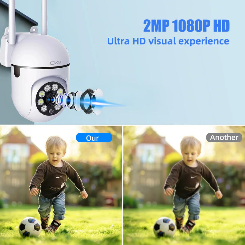 CKK 1080P Home Security Camera Wired, 3 Pcs Outdoor WiFi Camera (2.4G/5G Dual-Band), 360° Pan/Tilt, Color Night Vision, Motion Alerts, 2-Way Audio, Compatible with Alexa, SD/Cloud Storage 3 Pack