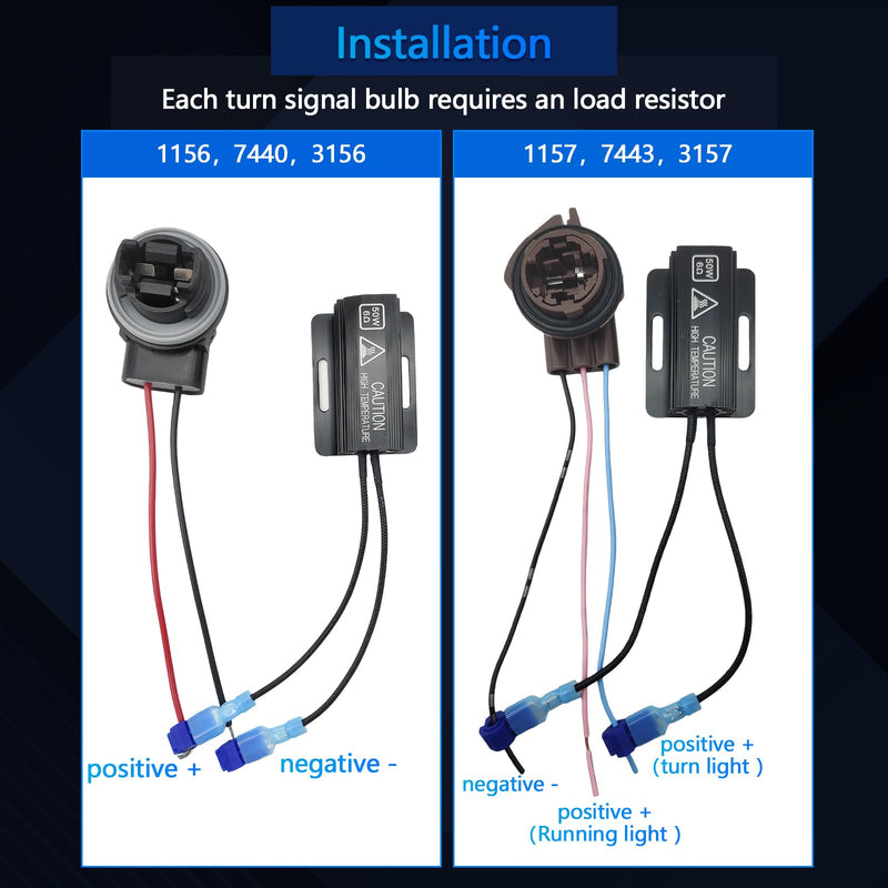 2PCS Led Resistor Car Load Resistors 50W 6ohm Load Resistors - Fix LED Bulb Fast Hyper Flash Turn Signal Blink Error Code(Resistor gets very hot during working)