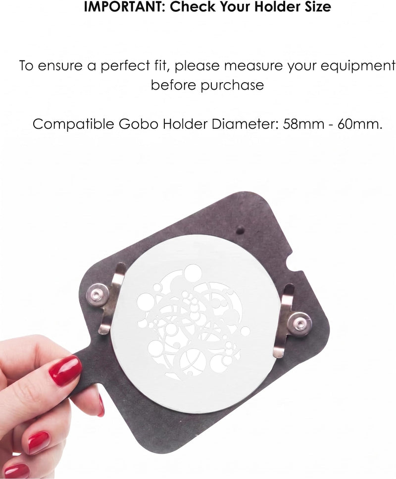 17Pcs 58mm/2.3in Stainless Steel Gobos Kit for Optical Snoot | Heat-Resistant Light Modifier Compitable with Wellmaking etc 58mm/2.3inches Emotion