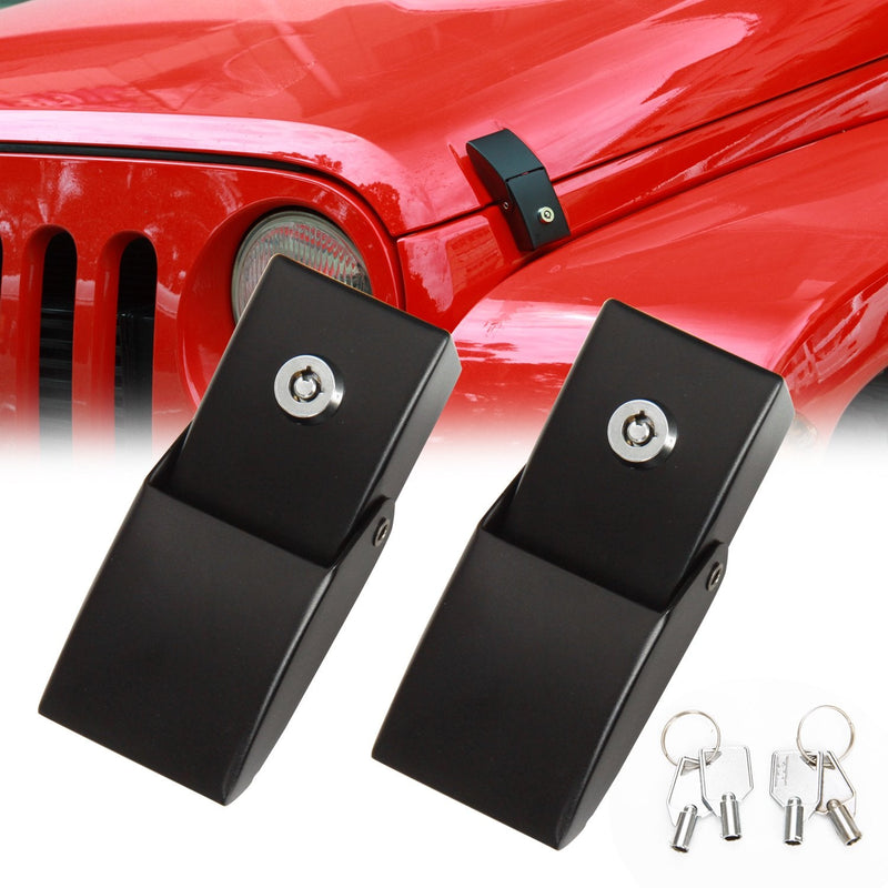 RT-TCZ for Jeep Wrangler Hood Latches Catch Kit with Lock for Jeep Wrangler JK JKU JL JLU Gladiator JT 2007-2024 Black Exterior Accessories 2pcs