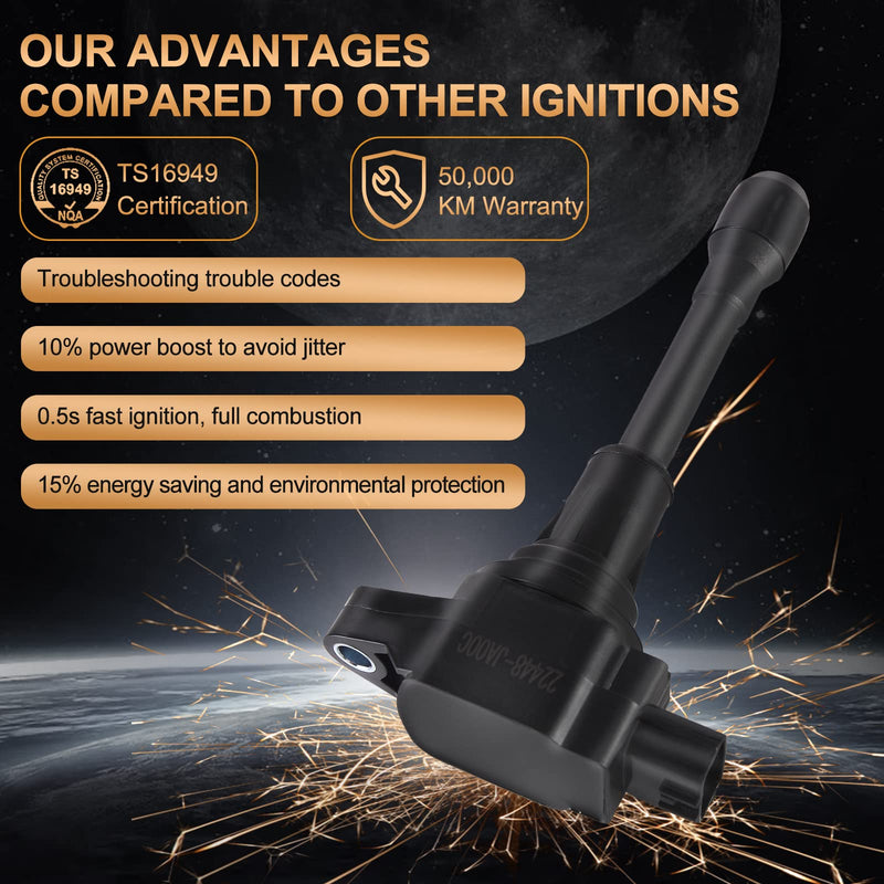 Ignition Coil Pack Compatible with Infiniti Nissan FX50 M56 Altima Cube Rogue Sentra Tiida Versa X-Trail L4 1.6L 1.8L 2.0L 2.5L Replaces# UF549 C1696 UF549 (1PC)