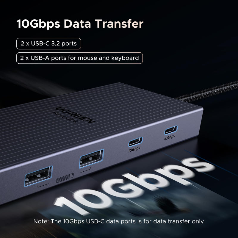 UGREEN USB C Docking Station Dual Monitor, 11-in-1 Dock with HDMI and DP | Dual 4K@60Hz, 2x10Gbps USB-C, 2xUSB-A, 100W PD, SD/TF 3.0, 1G Ethernet, 3.5mm Audio,Revodock Pro USB-C Hub,macOS Mirrors Only