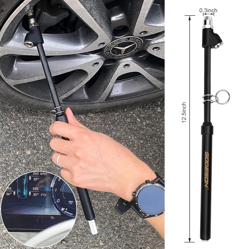 GODESON Heavy Duty Tire Pressure Gauge, Straight-On Dual Head Tire Air Gauge Range 10-150PSI, Extended Tube Tire Gauge Suitable for Semi Truck, RV,and Bus(Pack of 2) Silver and Black 2 Pack