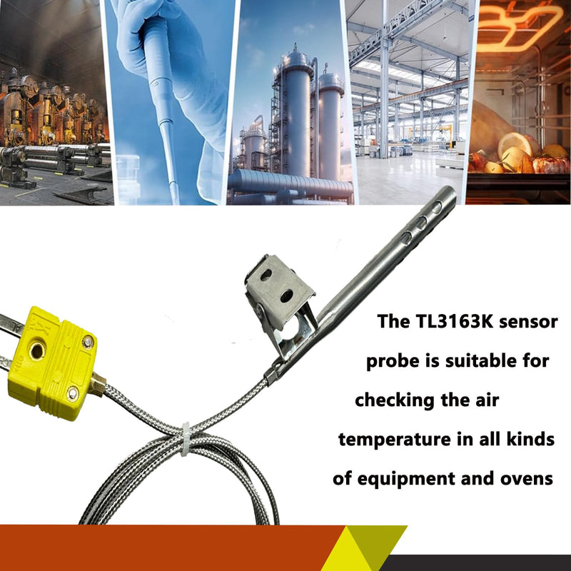 TL3163K k-Type thermocouple air Probe Stainless Steel Open Hole Clip for Air Temperature -40°F to 890°F