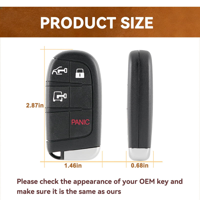 4-Btn Remote Key Fob Replacement for Ram ProMaster 1500 2500 3500 2022-2025 | 2 Pack Keyless Entry Remote for ProMaster Car Owner Replace or Spare Key 4 Buttons Design M3N-40821302 7FF24LXHAB