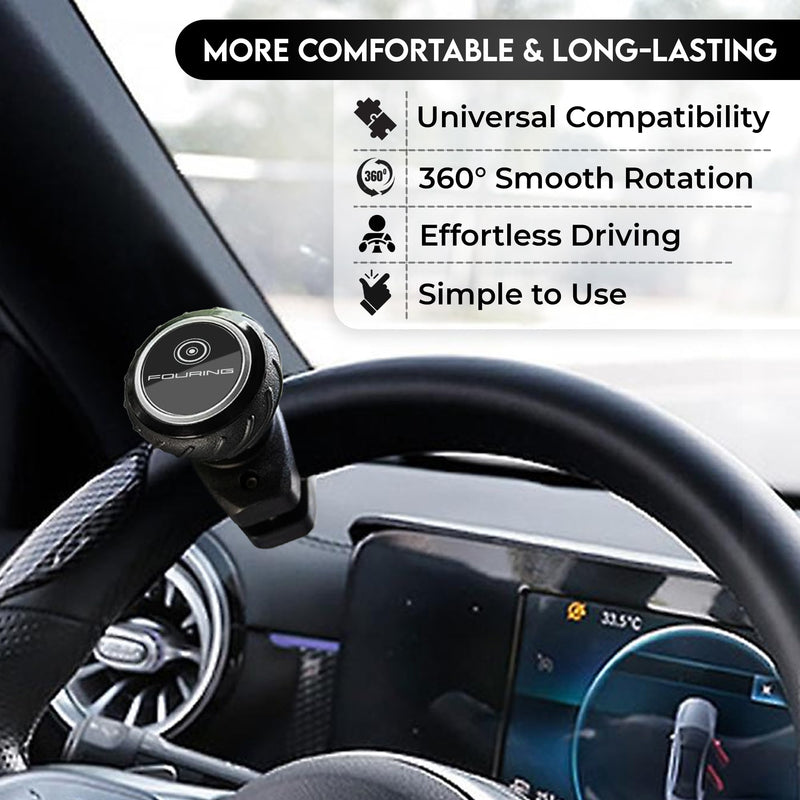 Universal Steering Wheel Spinner Knob - Smooth Black Finish | Fits Steering Wheels 0.5"-1.75" Diameter | Effortless Spinning for Cars, Trucks, Tractors, Boats, Semi-Trucks, Forklift & More