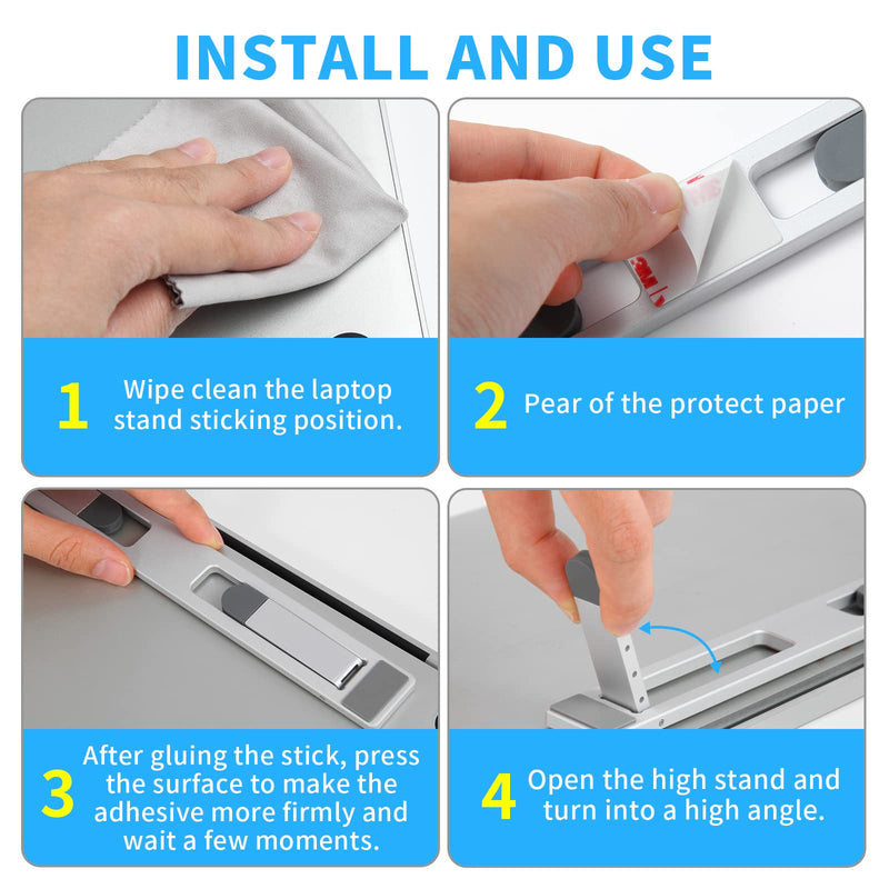 Riser for Desk,Pop up Laptop Stand,Adjustable Height Self-Adhesive Portable Laptop Stand with Feet, Extend Leg,Foldable Computer Stand for 10”-17” Models MacBook Air, Keyboard etc.