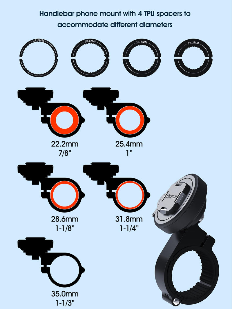 sincetop Series Q [ Quad ] Bike/Motorcycle Handlebar Phone Mount + Silicone Adapter