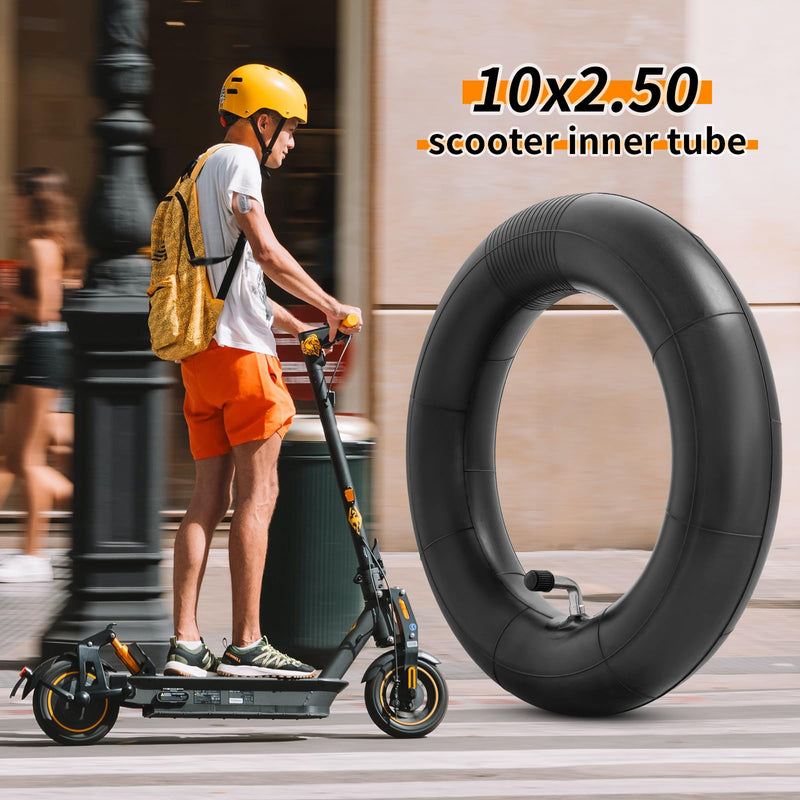 Heavy Duty 10x2.50 Thicker 40% Butyl Inner Tube with CR202 90° Bent Valve Stem, 10 Inch Smart Self Balancing Electric Scooter Tire Tube Fit for 36v 48v 400w 500w 800w Hub Motor (Pack of 2)