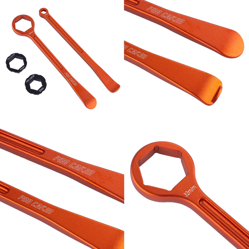 PRO CAKEN 10MM/0.39'' 13MM/0.51'' 22MM/0.87'' 27MM/1.06'' 32MM/1.26''Tire Iron Lever Tool Spoon Motorcycle Tire Change Kit Wrench Set Combo Levers Kit Tire Repair Tool for European Bike XC SX XC EXCF Orange