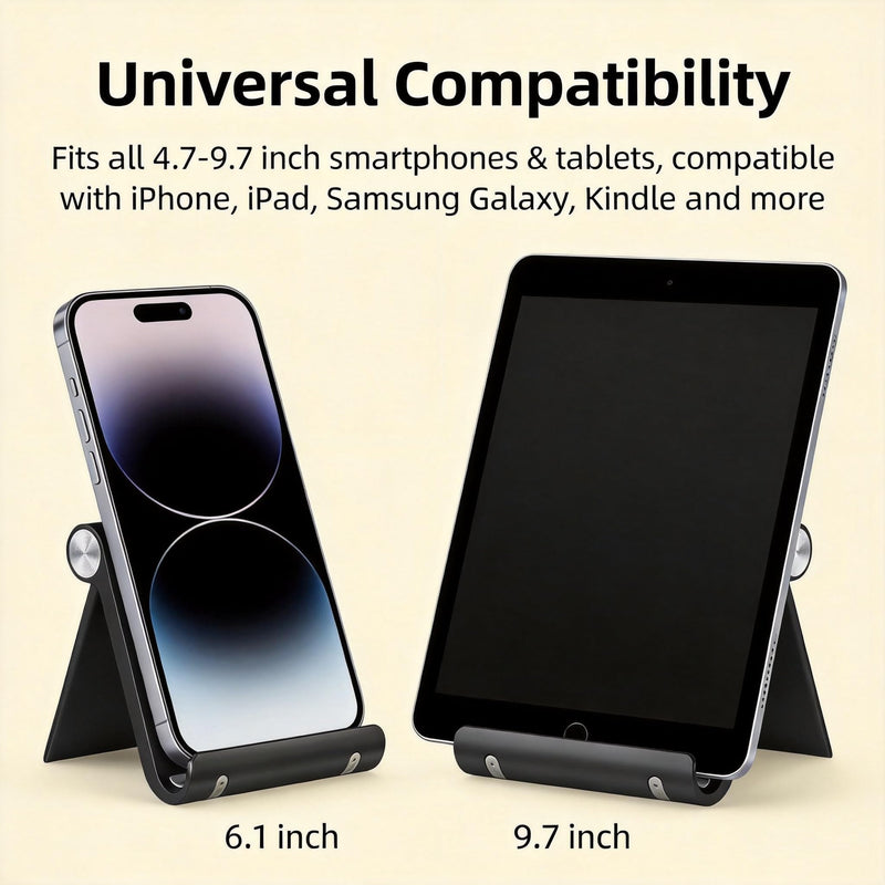 2 Pack Adjustable Foldable Tablet Stand Holder, Universal Cell Phone Stand Compatible with 4.7-9.7 Inch iPads & Smartphones for Home Office Kitchen Use