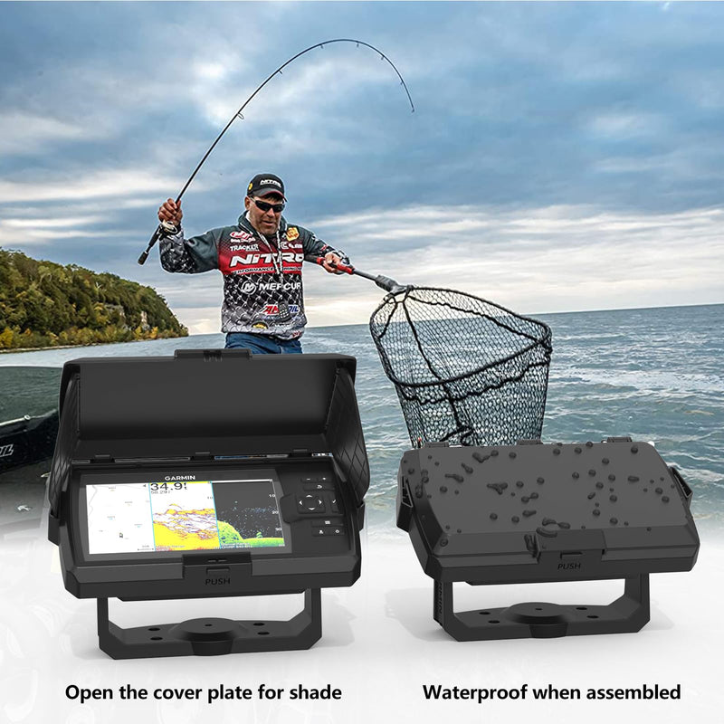 Foldable Sunvisor Cover Compatible with Garmin Striker Vivid 7cv/7sv/Garmin Striker 7cv/7sv - Fishfinder Waterproof Protective Cover (Black)
