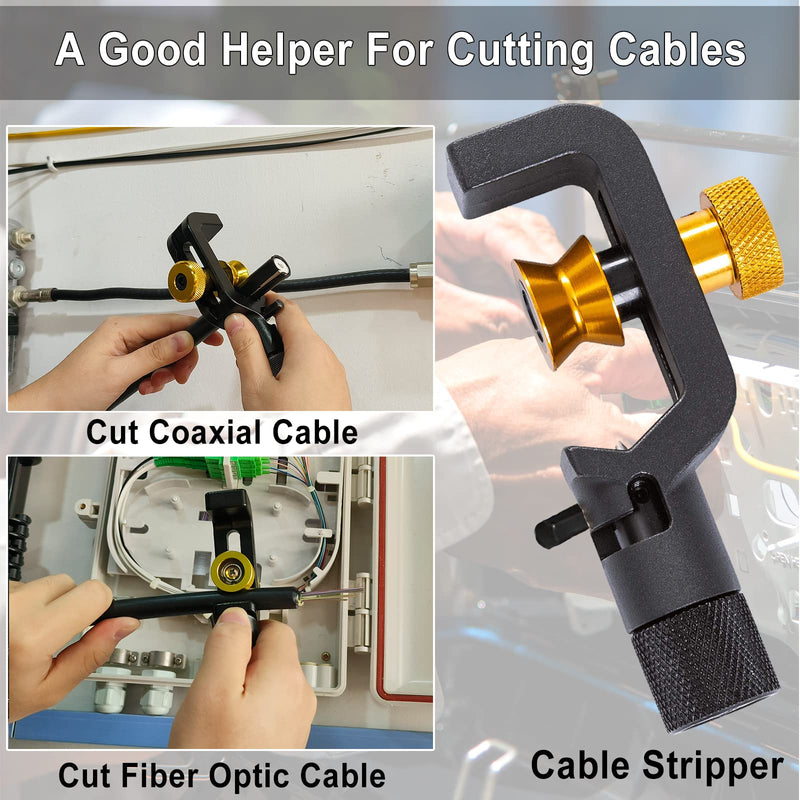 8-28MM Wire Stripper, FTTH Armored Fiber Optic Cable Stripper, Coaxial Mid Span Cable Stripper, Radial Cutter, Slitting Tools with Adjustable Cutting Depth, 5/16" to 1 1/8" Diameter Large (8-28 mm)
