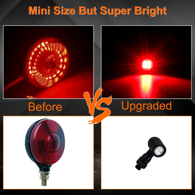 QUASCO Rear Motorcycle LED Turn Signals Universal Mini Size Brake Tail Light Blinkers Compatible with Harley Honda Kawasaki Suzuki Triumph Yamaha black with amber/red light
