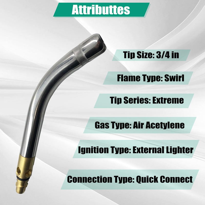 0386-0106 A-32 3/4" Air Acetylene Torch Tip for Torch G-4 or PLF-A5 Handles, Soft Solder 4 to 6", Silver Braze 1-1/2 to 4", Manual Lighting, Quick Connect, Removable Orifice Screw