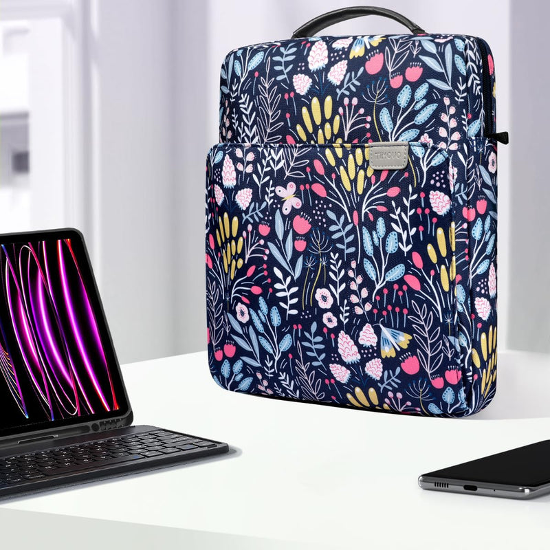 TiMOVO 13 Inch Tablet Sleeve Bag with Handle & Shoulder Strap for iPad Air 13 Inch 2024,iPad Pro 13 Inch 2024,iPad Pro 12.9 M2 2022/2021/2020,Galaxy Tab S8+/S9+ 12.4" 2022/2023, Colorful Flower