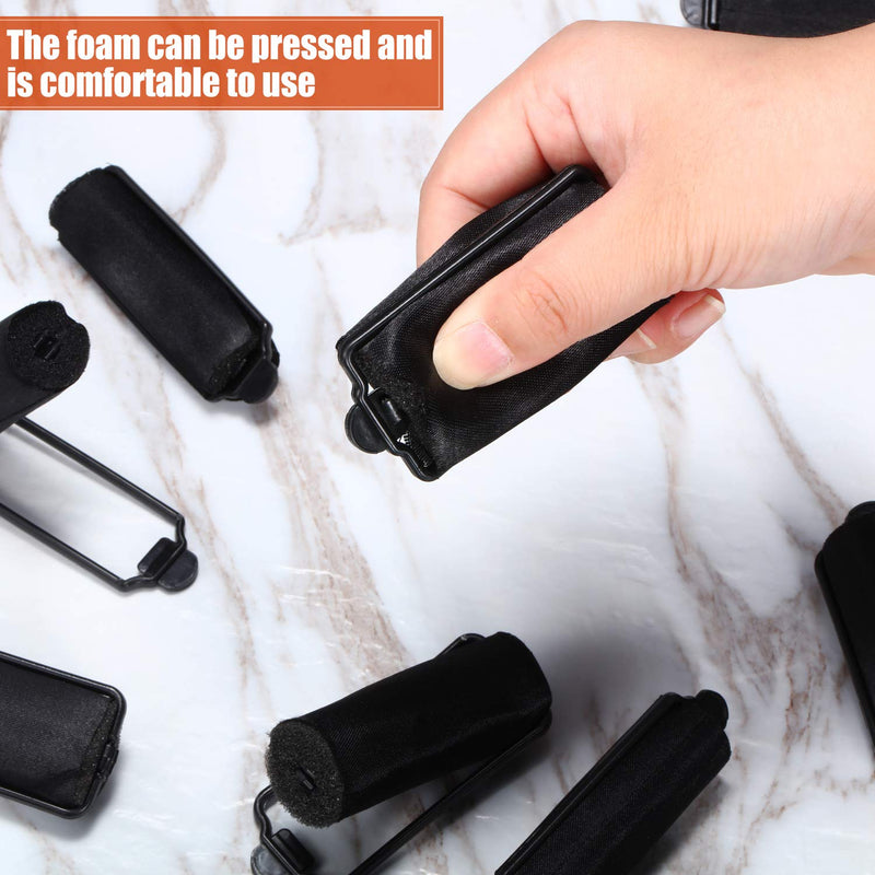 40 Pieces Satin Cloth Foam Rollers Set, Hair Rollers Hair Perm Rods 3 Size Hair Curlers with Plastic Duck Teeth Hair Clips for Hairdressing Styling (Black) | Heatless Curlers for Women's Hair, Soft Silk Rollers for Short/Long Curls, Overnight, Hairdres...