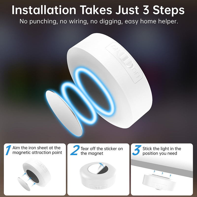 6 Pack Under Cabinet Lighting,Puck Lights with Remote,1200mAh Battery Operated Wireless Cloest Light,Under Counter Lights for Kitchen,Shelf,Hallway