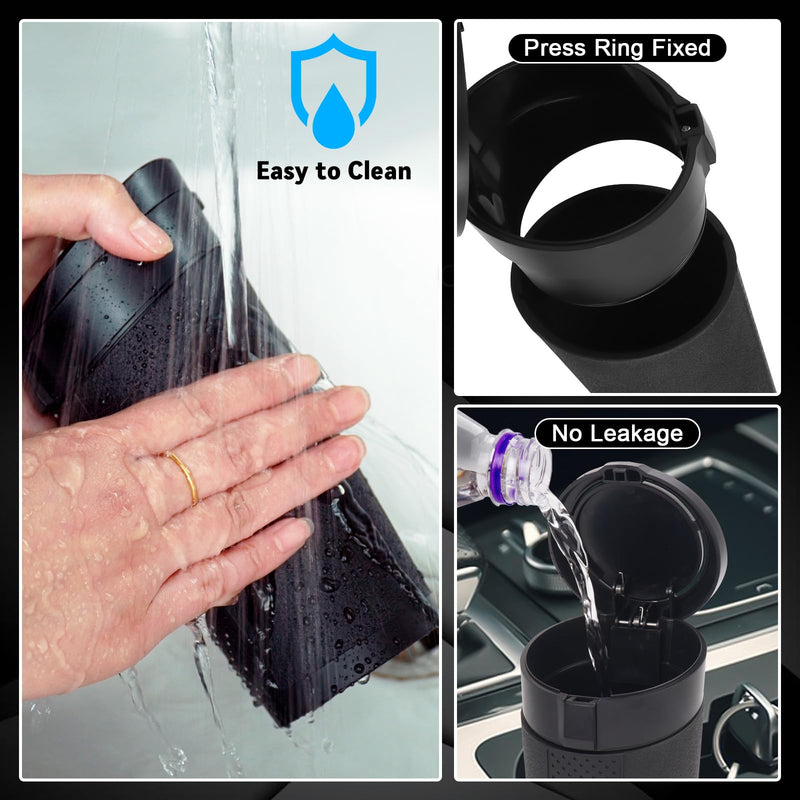 Car Trash Can Bin with Lid - Mini Car Garbage Can Cup Holder-Black Small Leakproof Vehicle Trash Garbage Can Bin-Automotive Car Organizers and Storage for Back Seat SUV Truck Accessories Black 1
