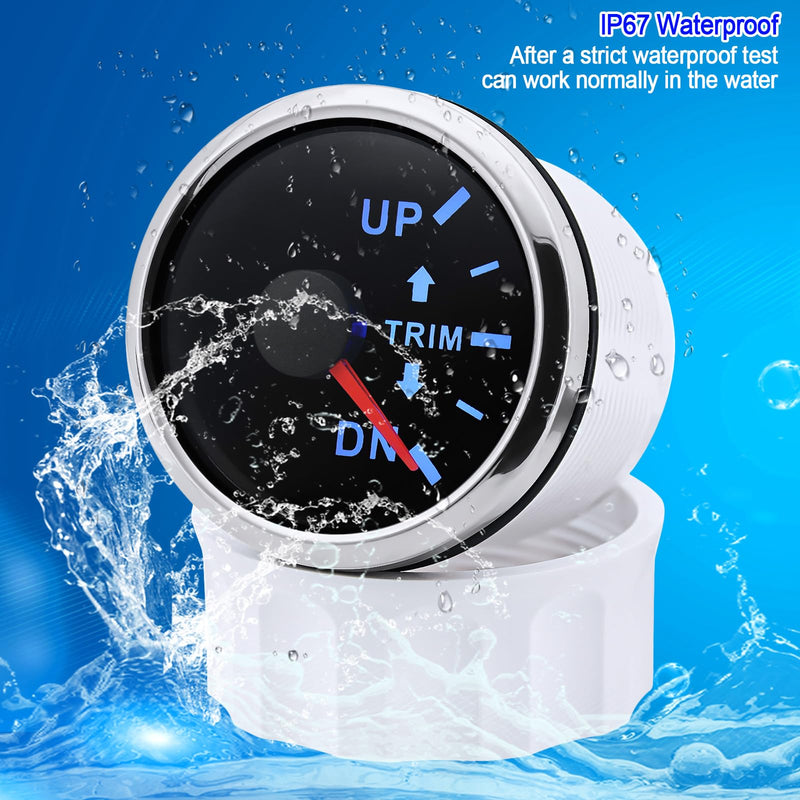  [AUSTRALIA] - ARTILAURA Trim Gauge Meter 0-190ohms 7 Color UP-DN in Outboard Engine 52mm 2-1/6"for Yacht Boat Marine（Black Silver） Black and Silver