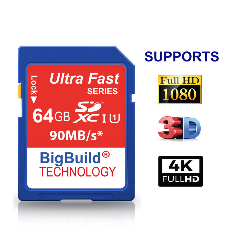 64GB Ultra Fast SDXC 90MB/s Memory Card Compatible with Sony Cyber-Shot DSC W800, W830, WX220B, WX350, WX500 Camera Blue / Size: 64GB