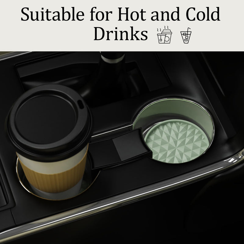 Car Coasters Silicone [4 Pack] 2.75in Universal Mats Non-Slip, Embedded Car Interior Accessories, Car Cup Holders Insert Coasters Decor，Sage Green Sage Green 4×2.75inches