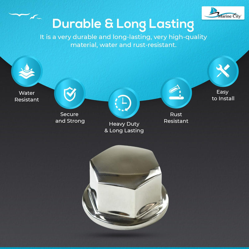 Marine City Steering Wheel Mounting Nut – Premium 316 Stainless Steel, Thread 18-5/8 Inches, Corrosion-Resistant Marine Grade Hardware for Boats & Yachts