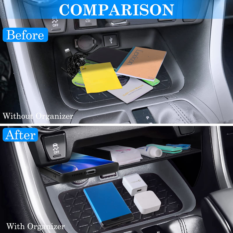Upgraded Center Console Organizer Compatible with Toyota RAV4 2024 2023 2022 2021-2019 Interior Accessories, Armrest Storage Box, Dash Storage Tray(Not for New 10.5'' Multimedia Display)-3pcs
