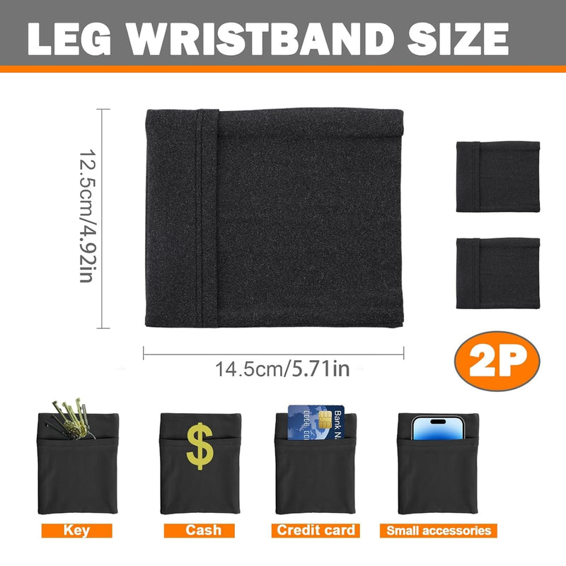 2 Pack Leg Phone Holder, Cell Phone Leg Straps Ankle Wallet Thigh Holder Wallet Calf Straps Adjustable Arm Pouch Non Slip Sports Armband Storage Bag for Equestrian Jogger Running Workout