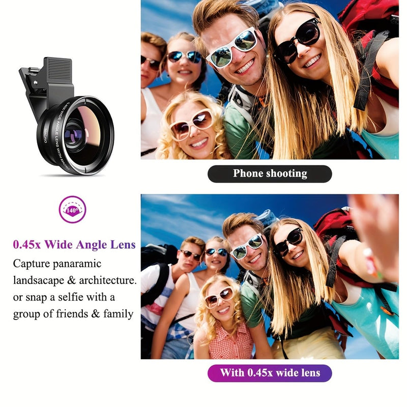 New HD 37mm 0.45x Super Wide Angle Lens with 12.5X Super Macro Lens for iPhone Smartphones Phone Lens Kit