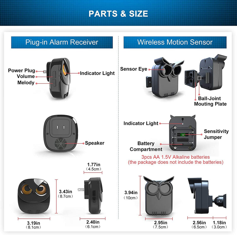 1/2 Mile Long Range Wireless Driveway Alarm-HTZSAFE Outdoor/Indoor Motion Sensor&Detector-DIY Security Alert System- 1 Receiver and 3 Sensor Kit 1 Receiver + 3 Sensor