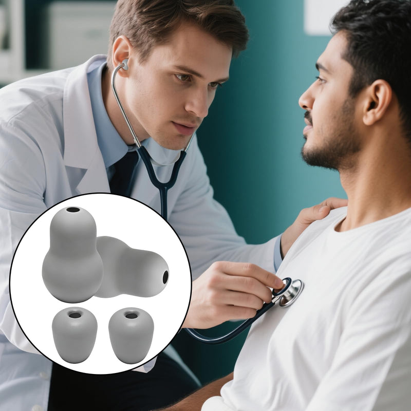 Stethoscope Ear Tips Replacement for Littmann Stethoscopes,Compatible with Littmann Eartips,Ear Piece,Replacement Parts for Classic III,Cardiology 3/4&IV,Small/Medium,4 Pcs,Silicone Earplug (Grey) Grey