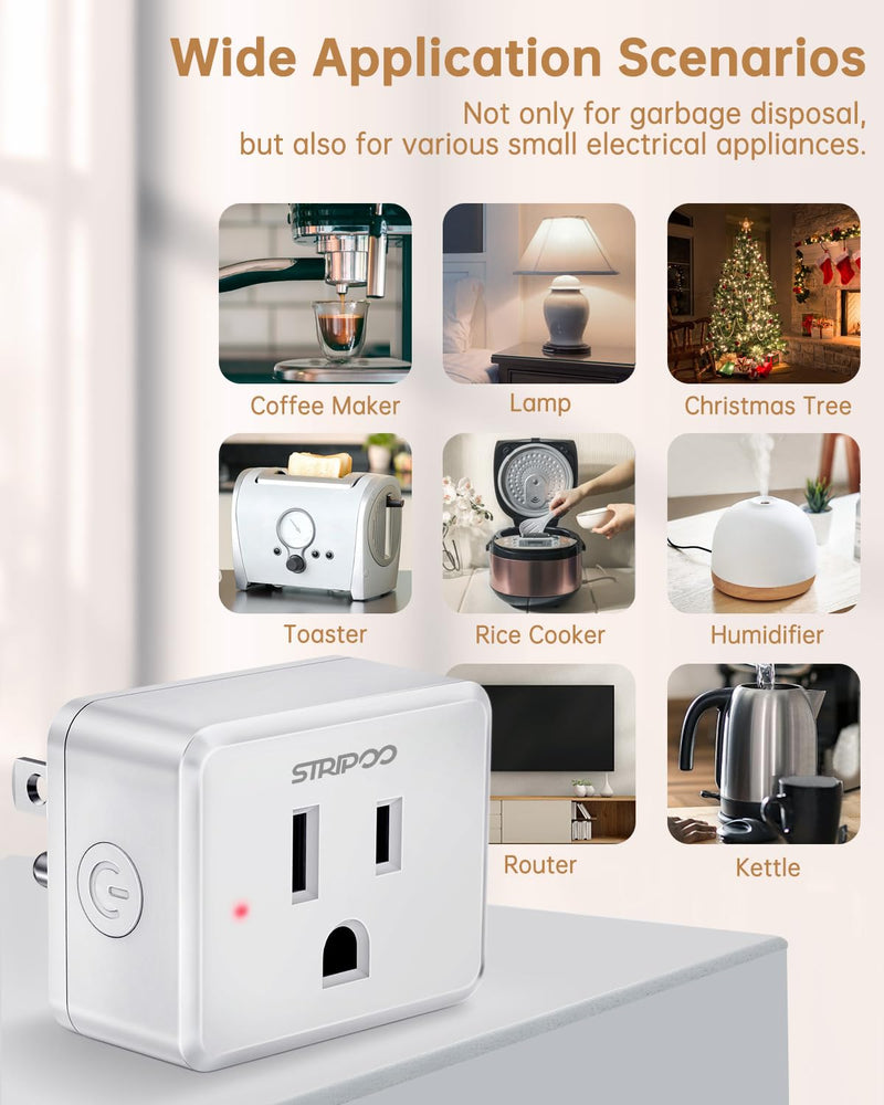 Garbage Disposal Button Kit, 15A/1500W Wireless Remote Control Outlet, No Drilling Garbage Disposal Switch ,4000V Anti-Surge, 500ft RF Range, Remote On Off Switch for Outlet SW-R05&CK1A