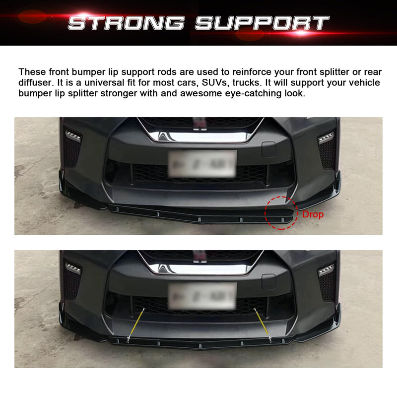 x xotic tech 2pc Adjustable 8"-11" Front Bumper Lip Splitter Diffuser Strut Rod Tie Bars Splitter Support Rods Compatible with Most Vehicles [Gold] Gold 8"-11"