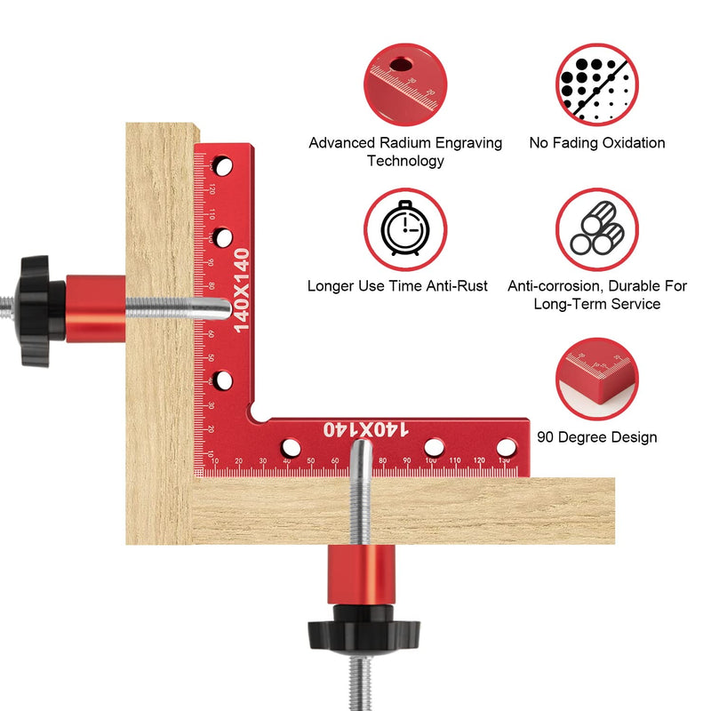 Right Angle Clamp,Aluminum Alloy 90 Degree Woodworking Corner Clamps with Positioning Square –5.5'' x 5.5'' (140x140mm)