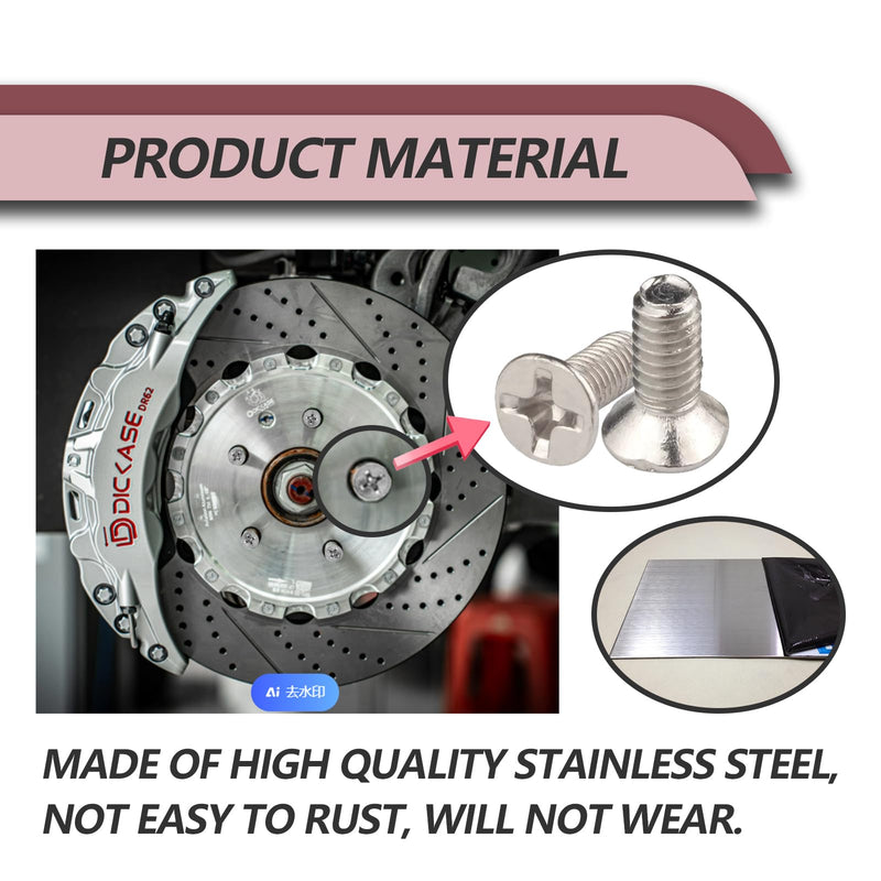 Stainless Steel Brake Disc Rotor Screws, Screw Rotor Brake Disc Retaining Compatible With Honda, Acura, Hyundai and Kia Models, Stainless Steel Retaining Screws for Front and Rear (4Pcs) 4