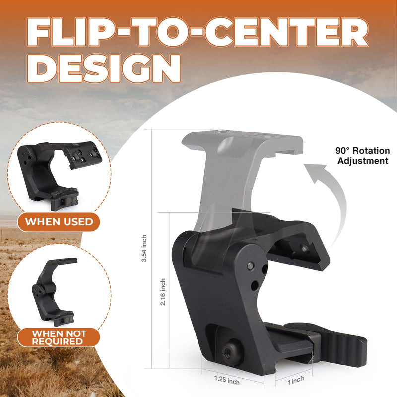 Flip-to-Center (FTC) Magnifier Mount for G33 or G43,2.26″ Optical Centerline Height，Quick Release Mechanism,6063 Aluminum and Type III Hardcoat Anodized Mount