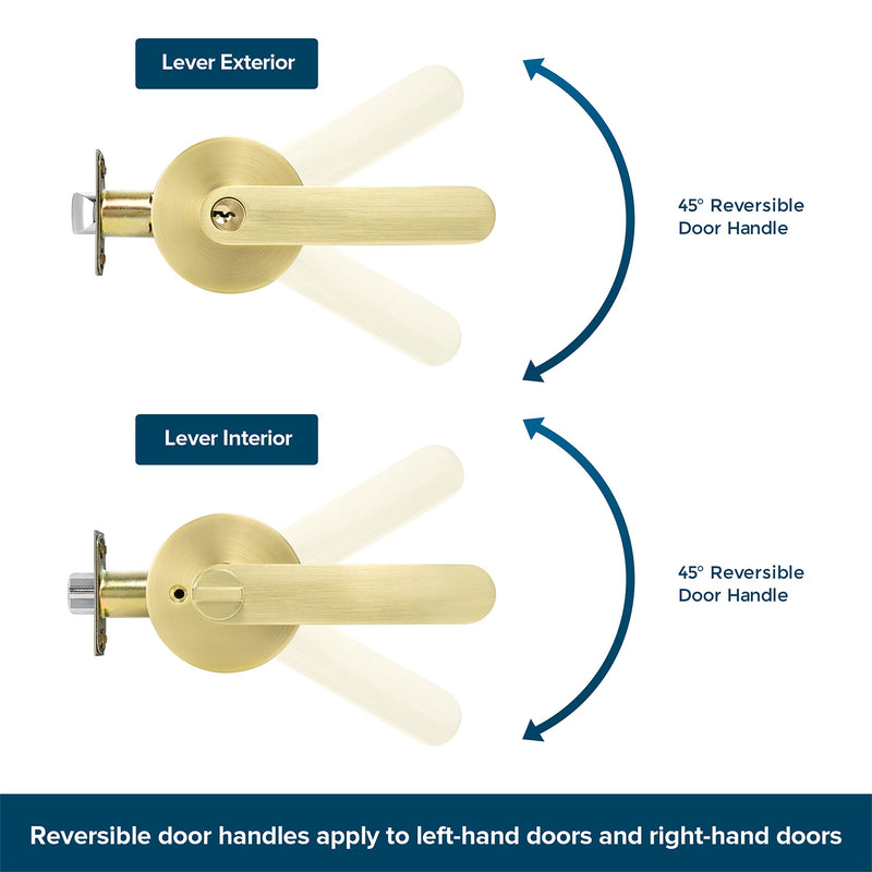 Leydebong 1 Pack Door Knobs with Keys, Entry Door Handles Light Satin Brass, Bedroom Bathroom Front Door Handle with Keys, Keyed Alike Door Levers for Interior Exterior Use, Round Modern Door Handles Keyed Entrance-Keyed Alike
