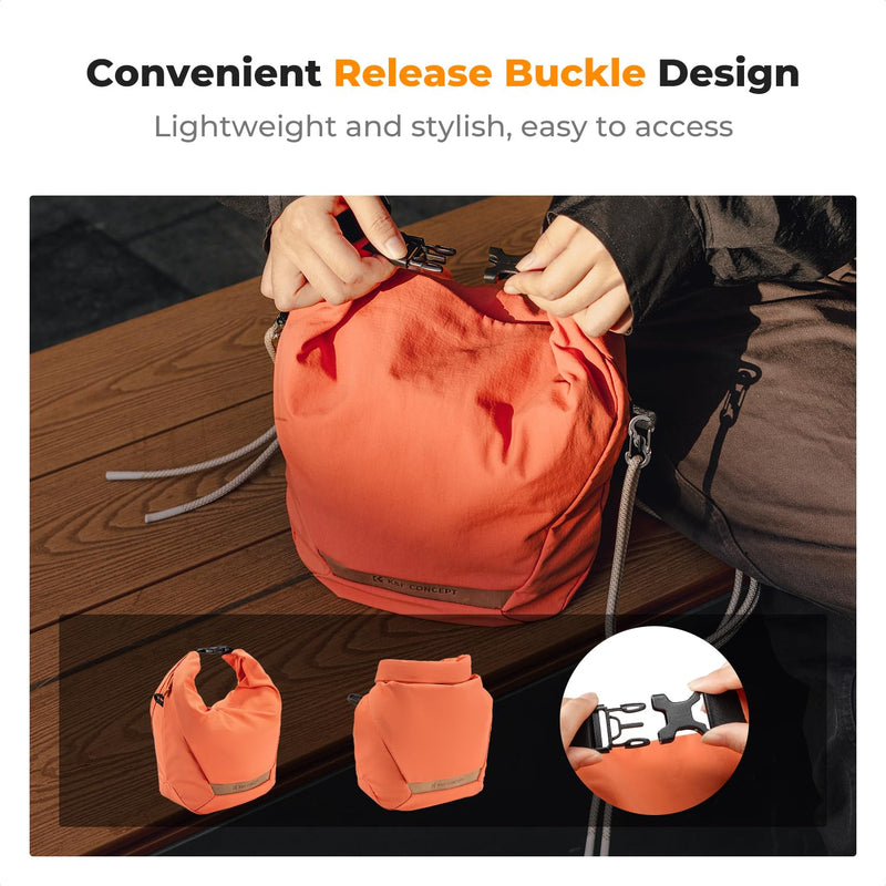 K&F CONCEPT Camera Sling Bag Small | Compact Camera Bag,Cute Soft Camera Pouch, Handbag, Urban Street Photography, BS05 04-Orange