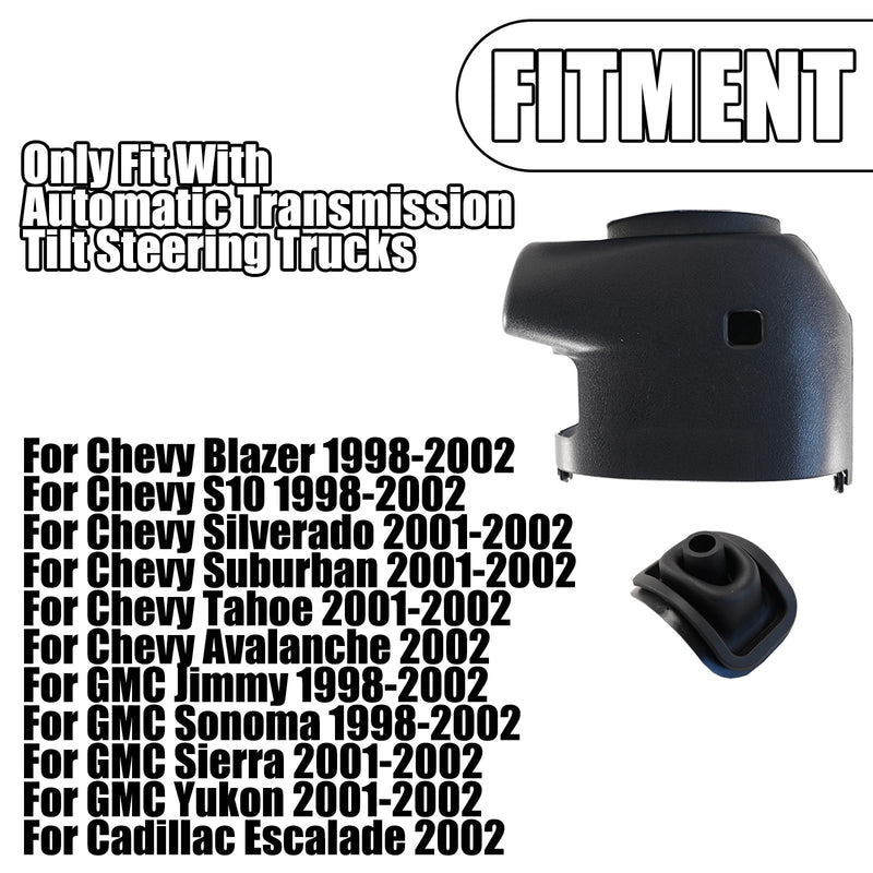 Upper & Lower Steering Column Cover Shroud + Shifter Boot fit For 1998-2002 Automatic Transmission Silverado Tahoe Suburban Avalanche GMC Sierra Yukon Replace 26078127 26072993 47106