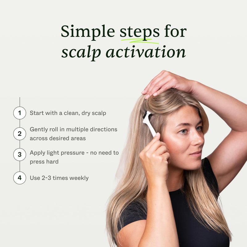Scandinavian Biolabs Scalp Activating Roller | Titanium Microneedles | Medical-grade 0.5mm roller supports scalp vitality, encourages fuller-looking hair and improves serum absorption