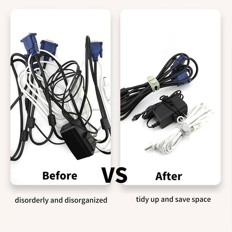 6 Pcs Cable Management Travel Essentials Zip Ties,Silicone Material | Cord Organizer Office Desk Accessories Vacation Essentials，Suitable for Storing Data Cables, Headphone Cables, Wires 6