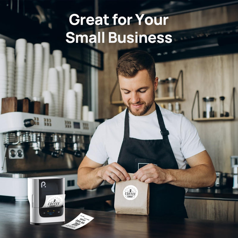 POLONO PM220S Label Maker Machine with Tape, Bluetooth Label Maker, Vanilla | Easy to use, Premium Prints, Inkless, Powerful Connectivity Label Printer with Smart APP for School, Office, Home, Business