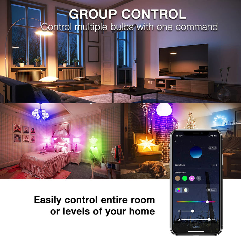 DAYBETTER Smart Light Bulbs, Alexa Light Bulb, WiFi Light Bulbs, RGBCW Color Changing Light Bulb A19 9W 800LM, Smart Bulbs that Work with Alexa & Google Assistant, 2.4Ghz only, No Hub Required,10 Pack 10